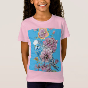 Blue Budgie Niedlich Whimsical Pink Blue Girls T S T-Shirt
