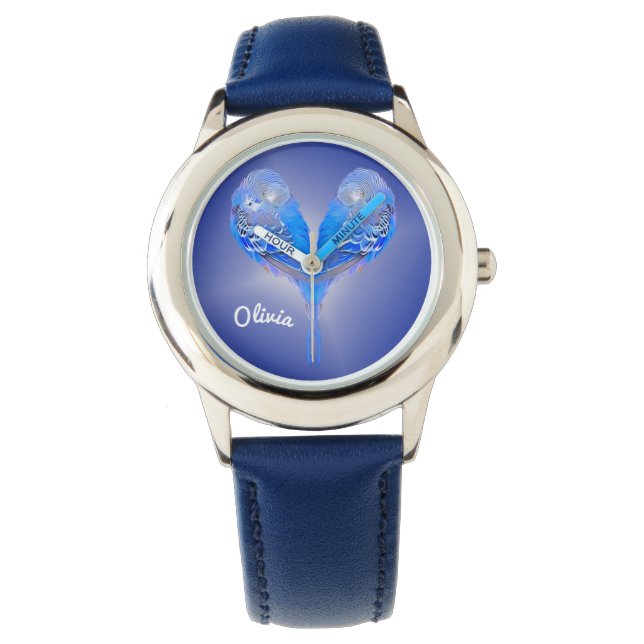 Blue Budgie - personalisieren Sie es! Armbanduhr (Vorderseite)