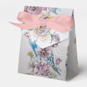 Blue Budgie & Rose Floral Party Cake Gewürze Box Geschenkschachtel