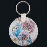 Blue Budgie & Rose Wasserfarben Girls Namensschild Schlüsselanhänger<br><div class="desc">Blue Budgie & Rose Watercolor Art Key Ring,  mit einem vollständig anpassbaren Namen. Dieser prächtige Schlüsselring wäre ein großartiges Geschenk für jeden. Entworfen von mir aus einer meiner ursprünglichen makaw Aquarellfarben. Besonders lieblich,  so ein nützliches,  helles und glückliches Geschenk zu haben!</div>