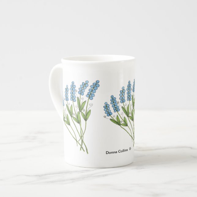 Blue Buds Knochen China Tasse (Vorderseite Links)