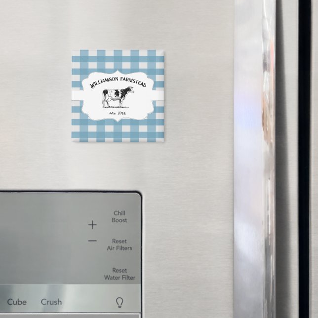 Blue Buffalo Kariert Farm Cow Magnet (In Situ (Kühlschrank))