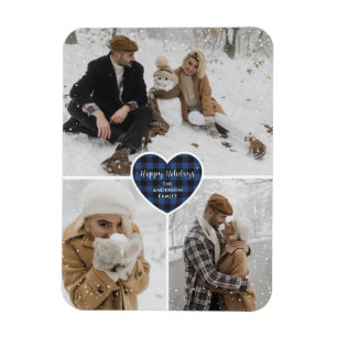 Blue Buffalo Kariert Snow Foto Holiday Magnet