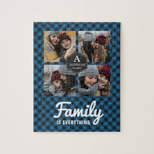 Blue Buffalo Karo Lumberjack-Familienfoto-Collage