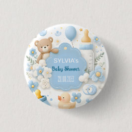 Blue Bundle Joy: Baby Boy Shower Button