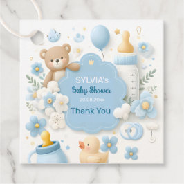 Blue Bundle Joy: Teddy Bear Baby Boy Shower Geschenkanhänger