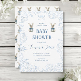 Blue Bunny Baby Dusche Einladung