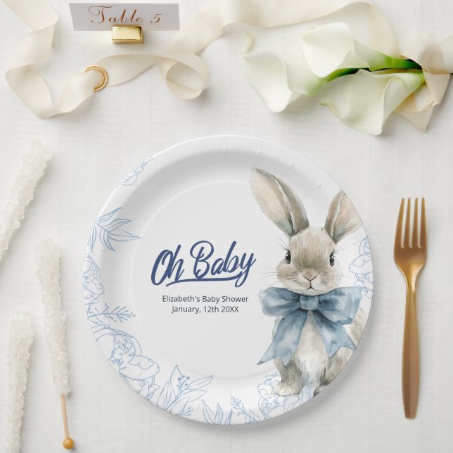 Blue Bunny Baby Dusche Pappteller (Hochzeit)