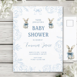 Blue Bunny Baby Dusche Postkarte