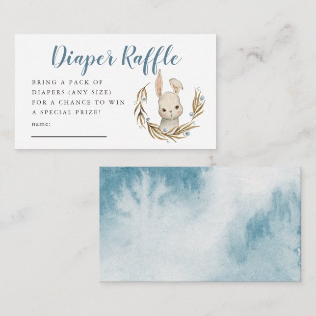 Blue Bunny Baby Showdusche Windeln Raffle Ticket Begleitkarte (Vorne/Hinten)