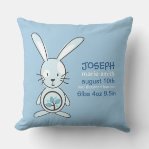 Blue Bunny Birth Ankündigung Kissen