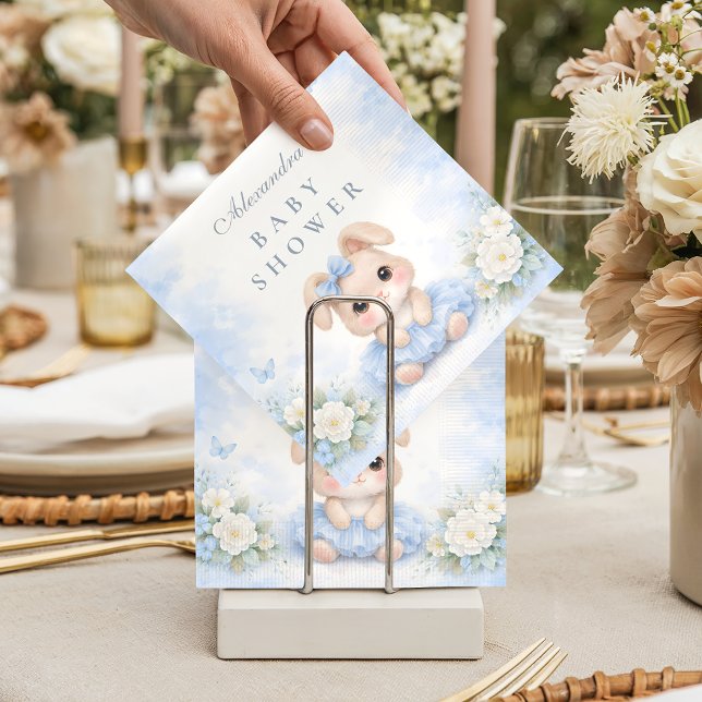Blue Bunny Blumen-Babyshower Serviette (Von Creator hochgeladen)