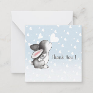 Blue bunny coeur confetti merci cartes de notes