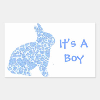 Blue Bunny Es ist ein Junge Rechteckiger Aufkleber