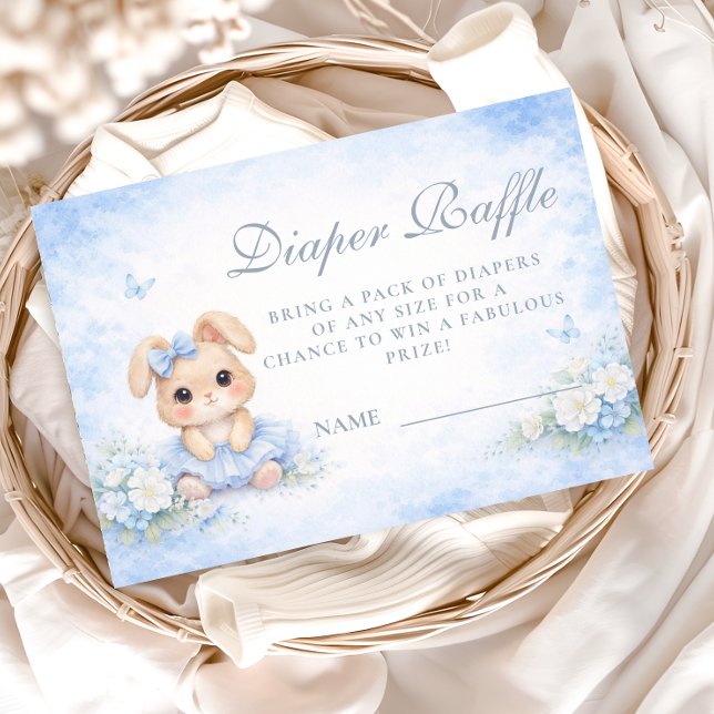 Blue Bunny Floral Diapper Raffle Begleitkarte (Von Creator hochgeladen)