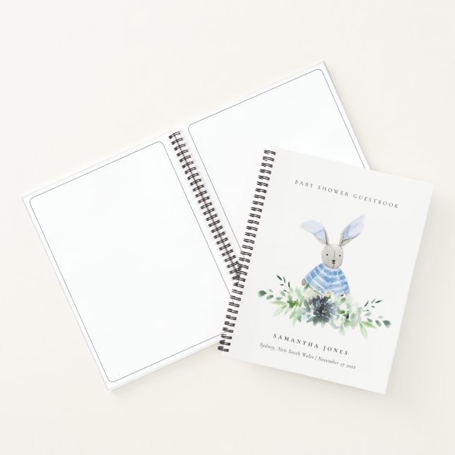 Blue Bunny Garden Succulent Foliage Baby Dusche Notizbuch (Innenseite)