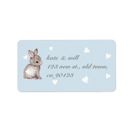 Blue Bunny Heart Address Labels Adressaufkleber