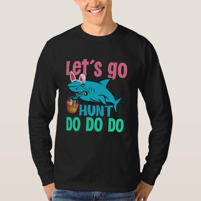 Blue Bunny Oars Hai Ostern Eizelljagd T-Shirt (Vorderseite)