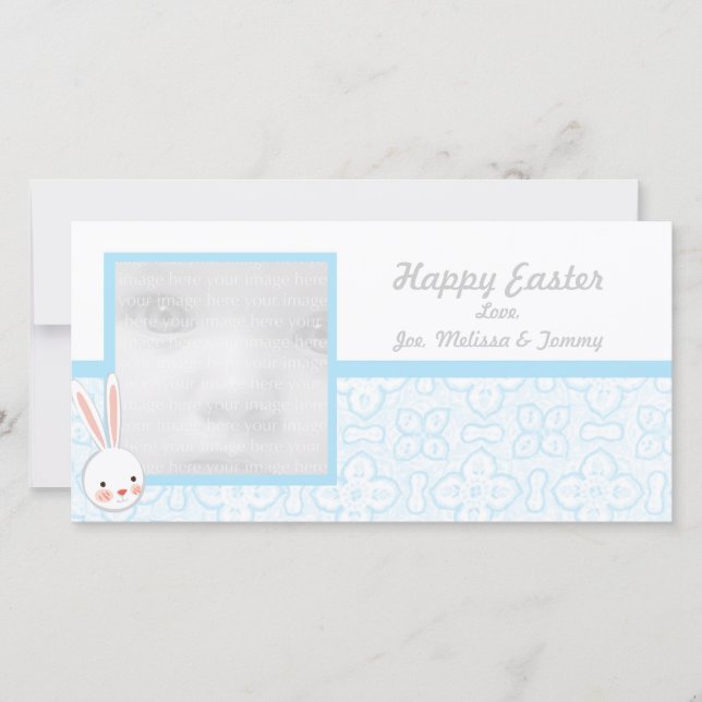 Blue Bunny Oaster Foto Cards Feiertagskarte (Vorderseite)