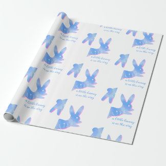 Blue Bunny Silhouette Cute Custom Boy Baby Shower  Geschenkpapier