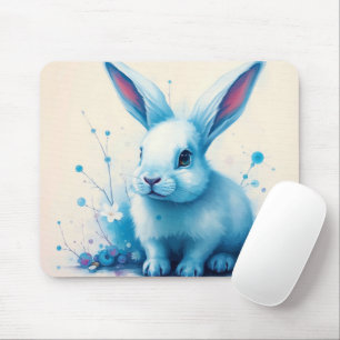 Blue Bunny Watercolor Artwork Mousepad