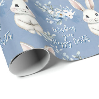 Blue Bunny Wishes – Custom Easter Wrapping Paper Geschenkpapier