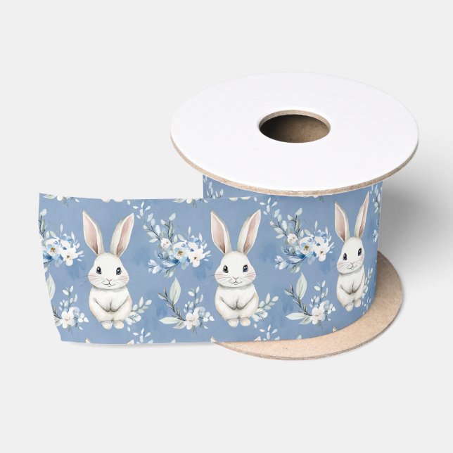 Blue Bunny Wishes – Custom Easter Wrapping Paper Satinband (Spule)