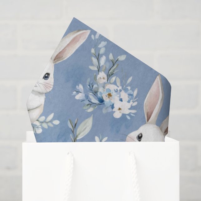 Blue Bunny Wishes – Custom Easter Wrapping Paper Seidenpapier (Geschenktüte)