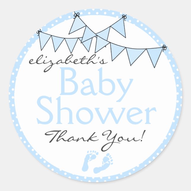 Blue Bunting Flags Baby Dusche Danke Runder Aufkleber (Vorderseite)