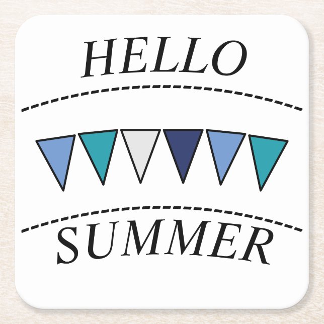 Blue Bunting Hello Summer Beverage Coaster Rechteckiger Pappuntersetzer (Vorderseite)