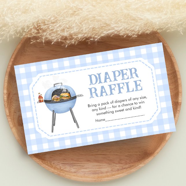 Blue Burger BBQ Baby Shower Diaper Raffle Begleitkarte (Bun and Burgers Baby Shower Diaper Raffle)