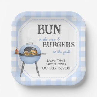 Blue Burger BBQ Baby Shower Pappteller