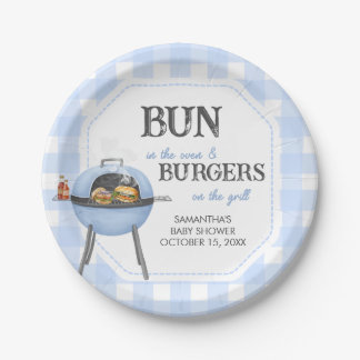 Blue Burger BBQ Baby Shower Pappteller