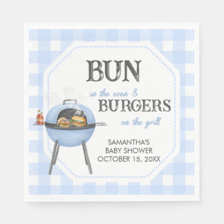 Blue Burger BBQ Baby Shower Serviette