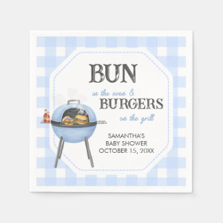 Blue Burger BBQ Baby Shower Serviette