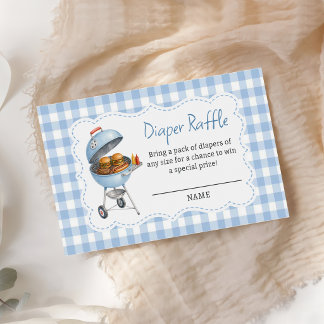Blue Burger BBQ Baby Shower Windel-Raffel Begleitkarte