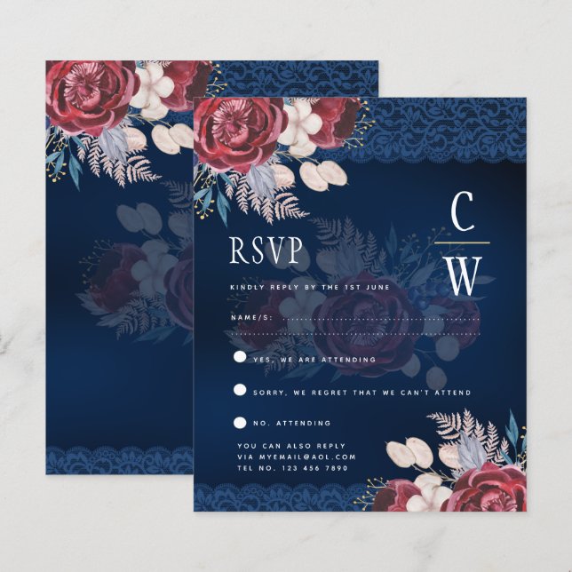 Blue Burgundy Blues Lace Wedding (Vorne/Hinten)