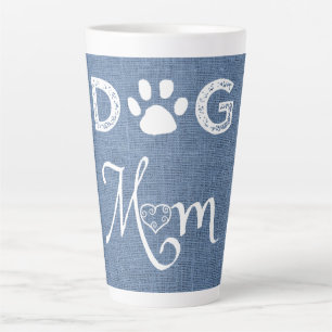 Blue Burlap Chien Maman Latte Mug