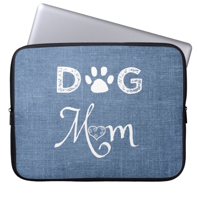 Blue Burlap Hund Mama Laptop Sleeve (Vorderseite)