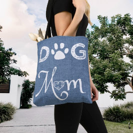 Blue Burlap Hund Mama Tote Bag Tasche