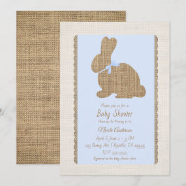 Blue & Burlap Rustic Bunny Oaster Baby Dusche Einladung