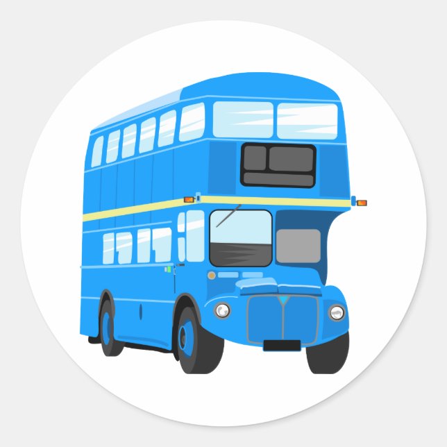 Blue Bus Runder Aufkleber (Vorderseite)