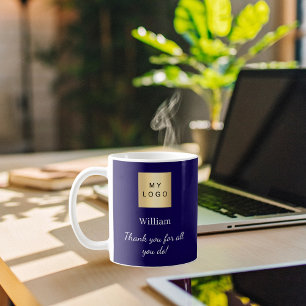 Blue Business Logo Mitarbeiter vielen Dank Kaffeetasse