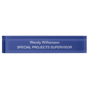 Blue Business Office Desk Namplate Namensplakette