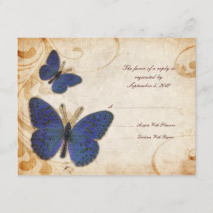 Blue Butterfells Vintage Wedding UAWG RSVP Karte