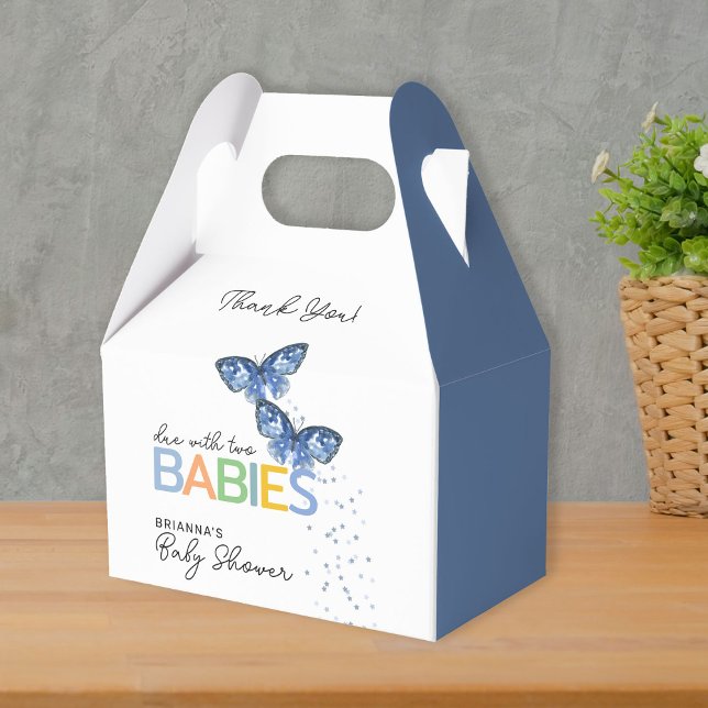 Blue Butterflies Boy Twins Baby Dusche Danke Geschenkschachtel (Von Creator hochgeladen)