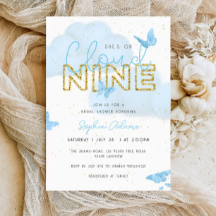 Blue Butterflies Sie ist auf Cloud Nine Brautparty Einladung
