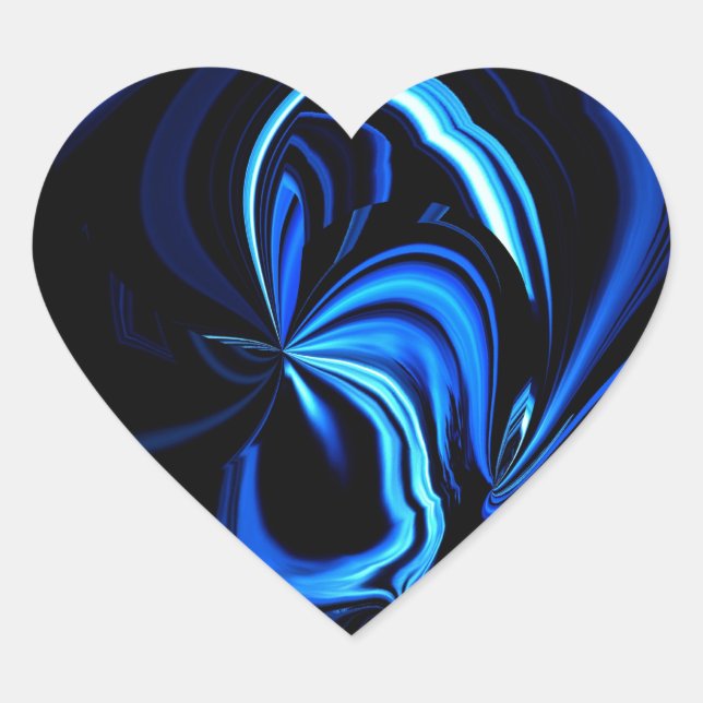 Blue Butterfly Abstrakt Herz-Aufkleber (Vorderseite)