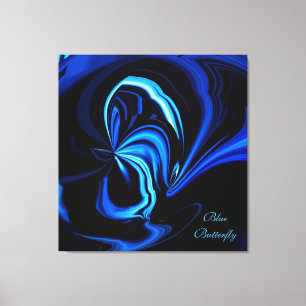 Blue Butterfly Abstrakt Wrapped Canvas Print Leinwanddruck