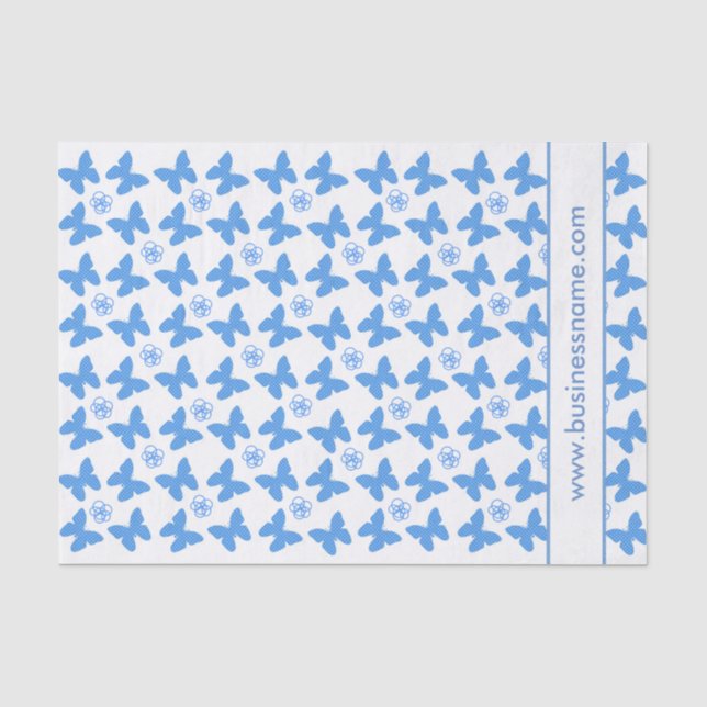 Blue Butterfly and Flower Custom Text Seidenpapier (Vorderseite)
